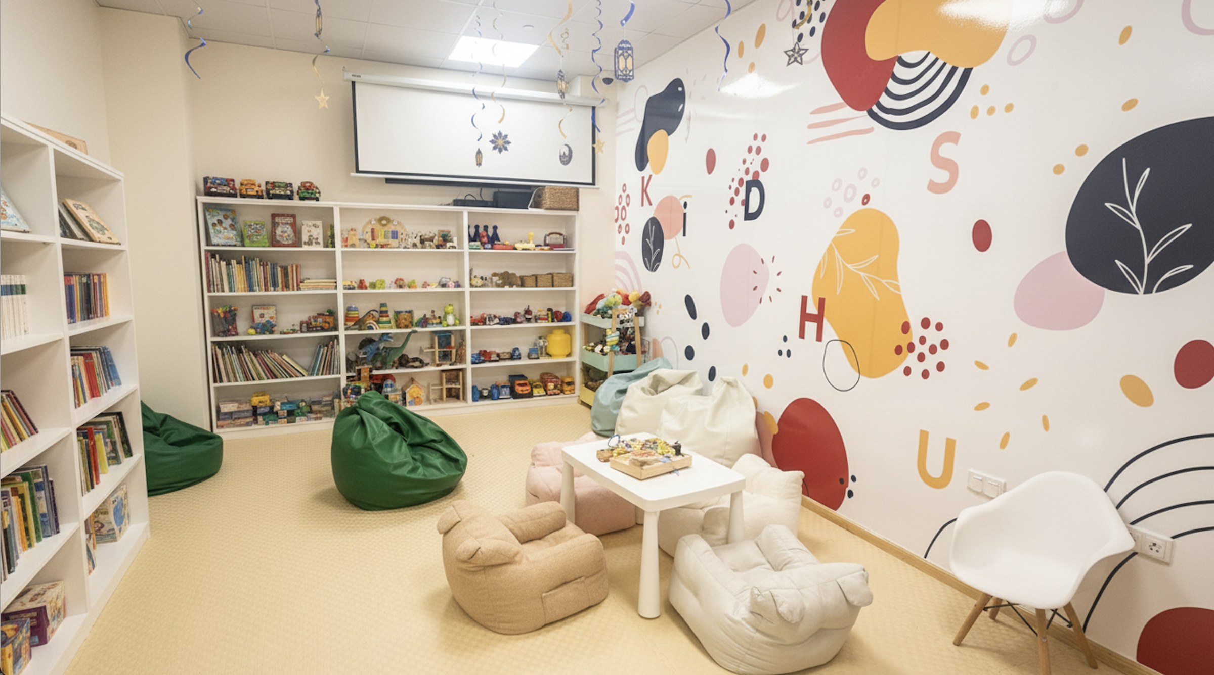 Kids library and reading corner at Kids Hub